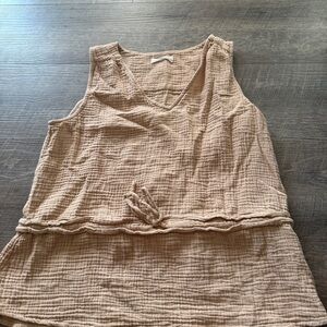 Beacon Textured V-Neck Sleeveless Tank Top - Tan